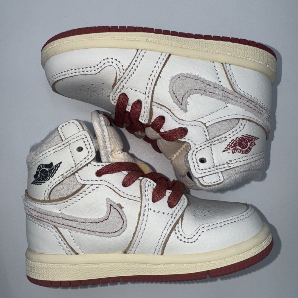 Jordan 1 Retro High OG Toddler Shoes Pale Ivory/Cinnabar New With Box Size 6c‎